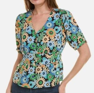 Cabi Happy Top Floral Button Front